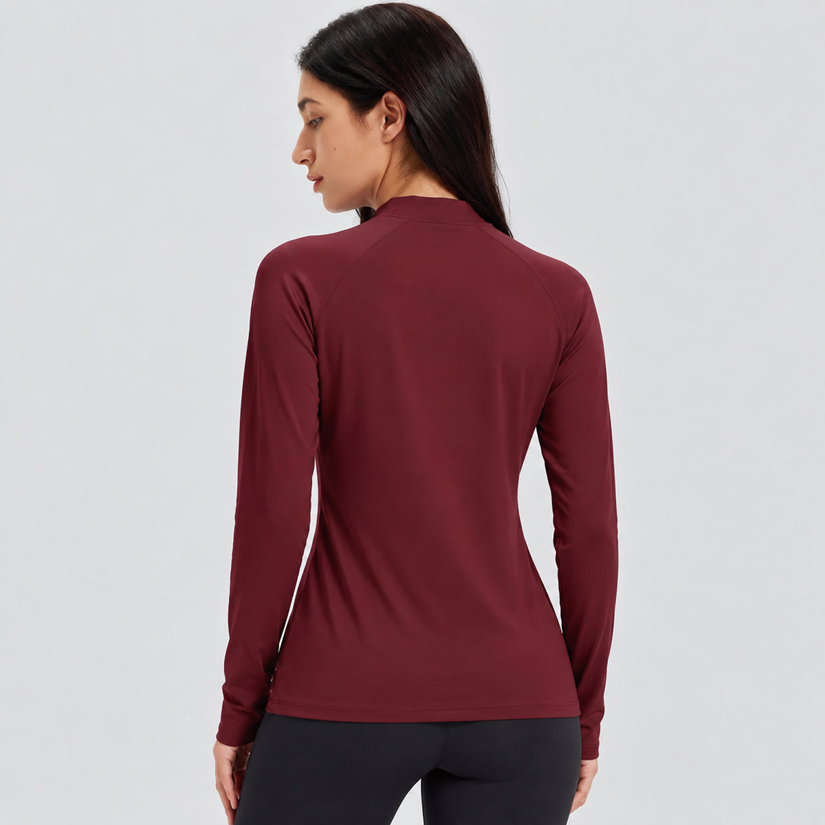 Women's Fleece Lined Thermal Shirt Mock Neck Long Sleeve Base Layer