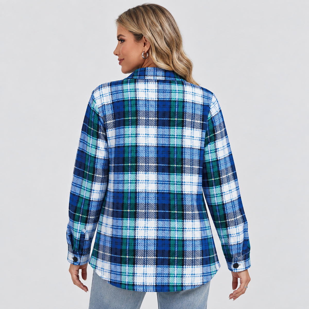 Women's Sherpa Lined Plaid Shacket Warm Flannel Jacket for Fall Winter