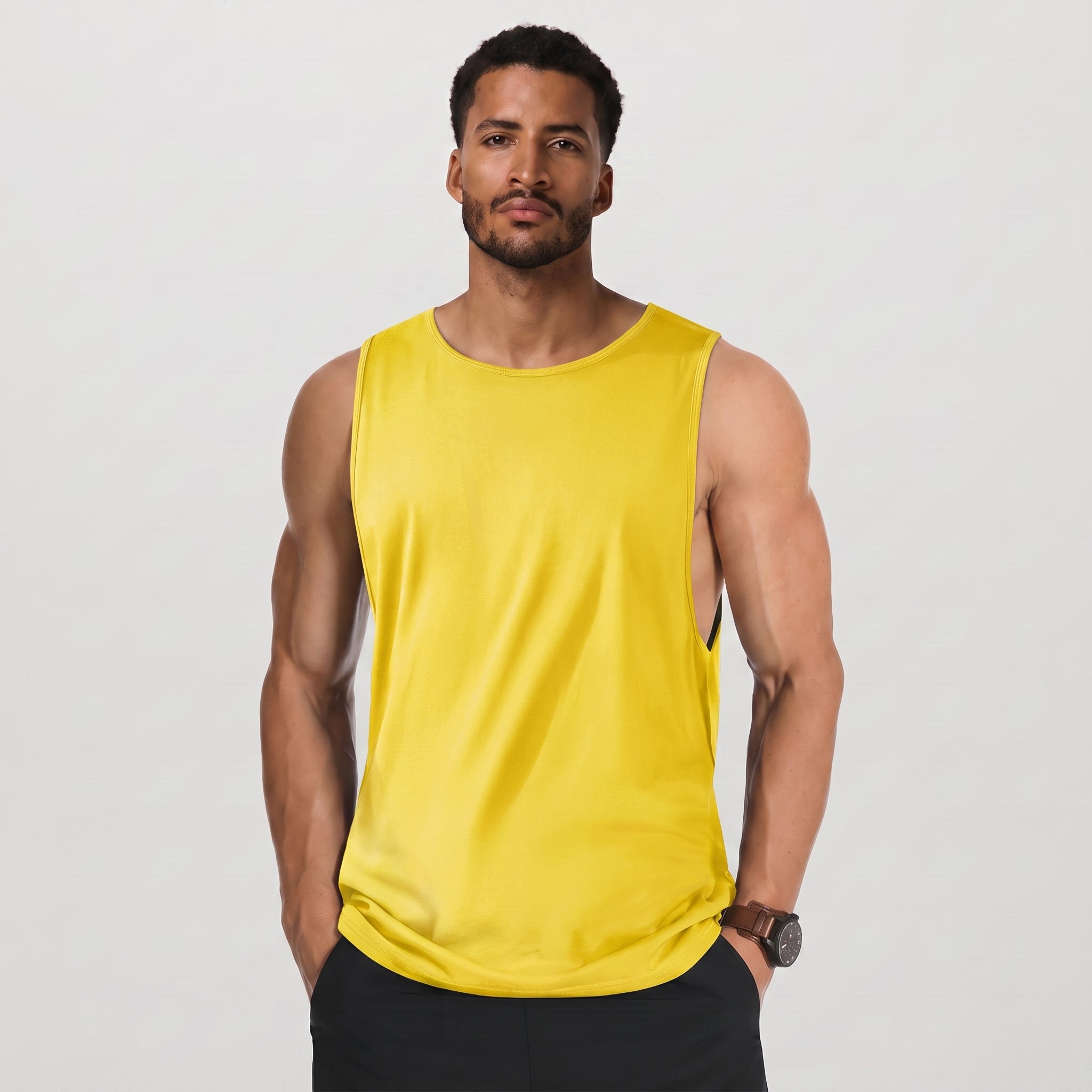 Men's Cotton Tank Top - Moisture-Wicking Sleeveless Workout Shirt