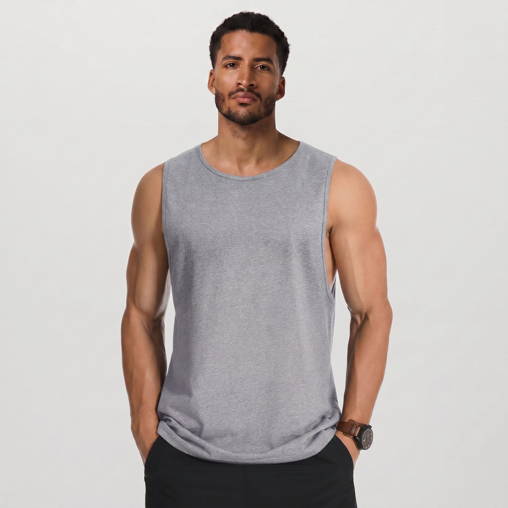 Men's Cotton Tank Top - Moisture-Wicking Sleeveless Workout Shirt