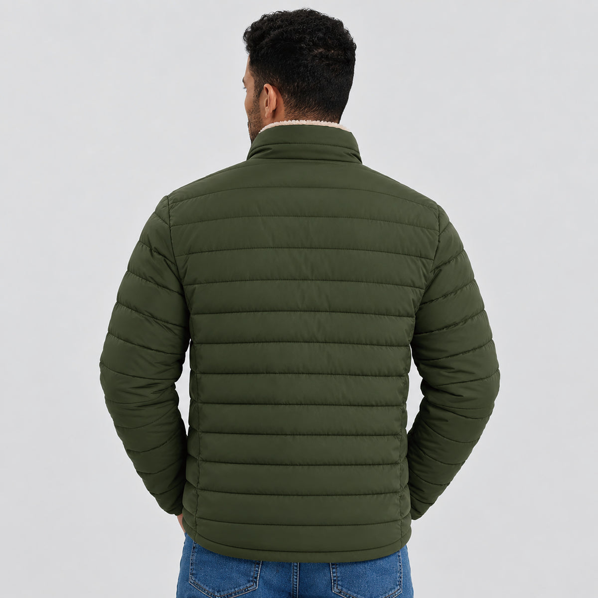 Men's Lightweight Puffer Jacket Sherpa Lined Warm Winter Coat