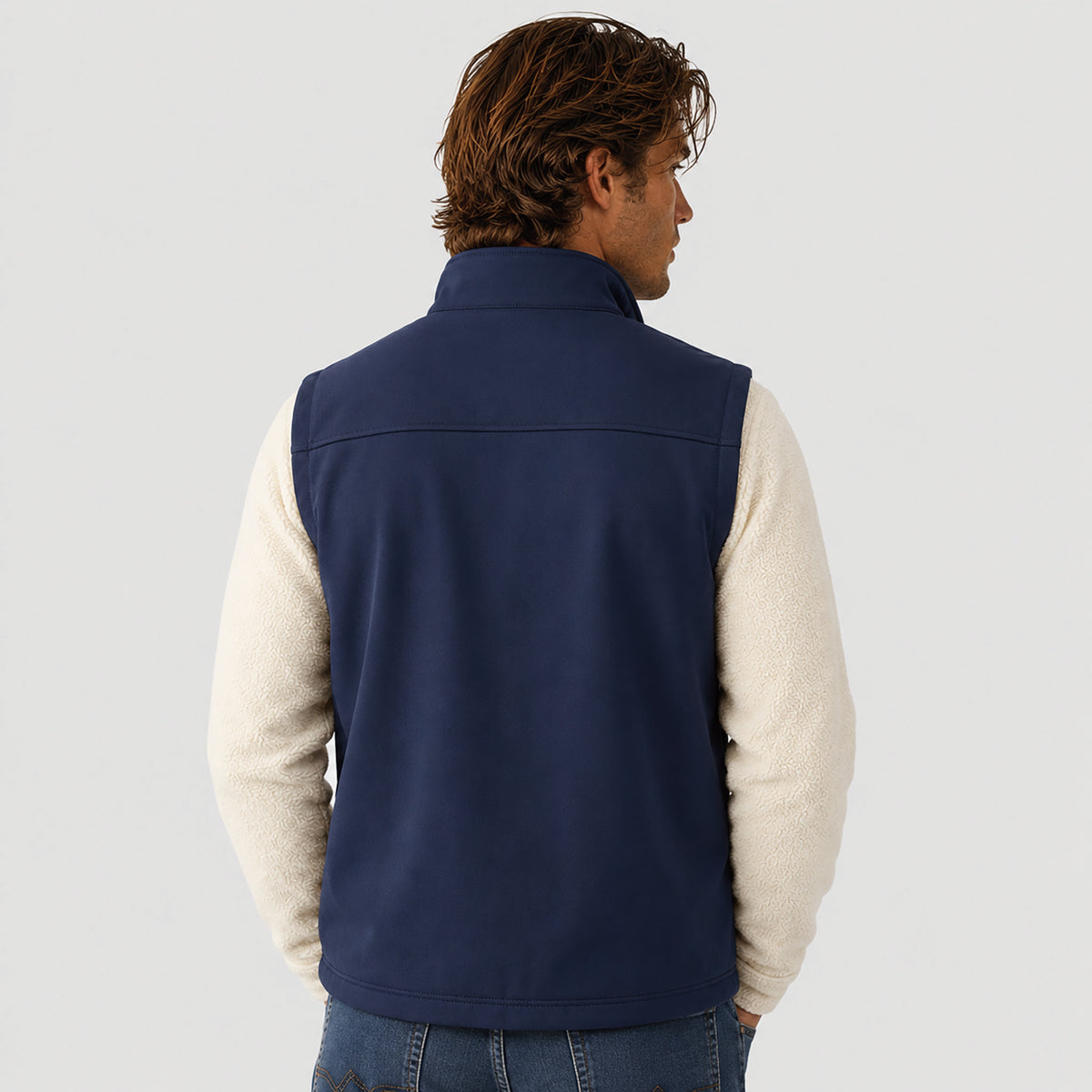 Men's Waterproof Softshell Vest 6-Pocket Fleece Lined Golf Windbreaker