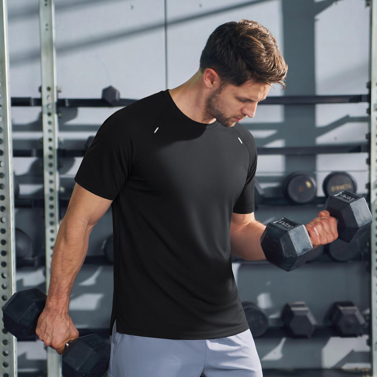 Men's Quick Dry Short Sleeve Athletic Shirt Breathable Mesh Workout Top