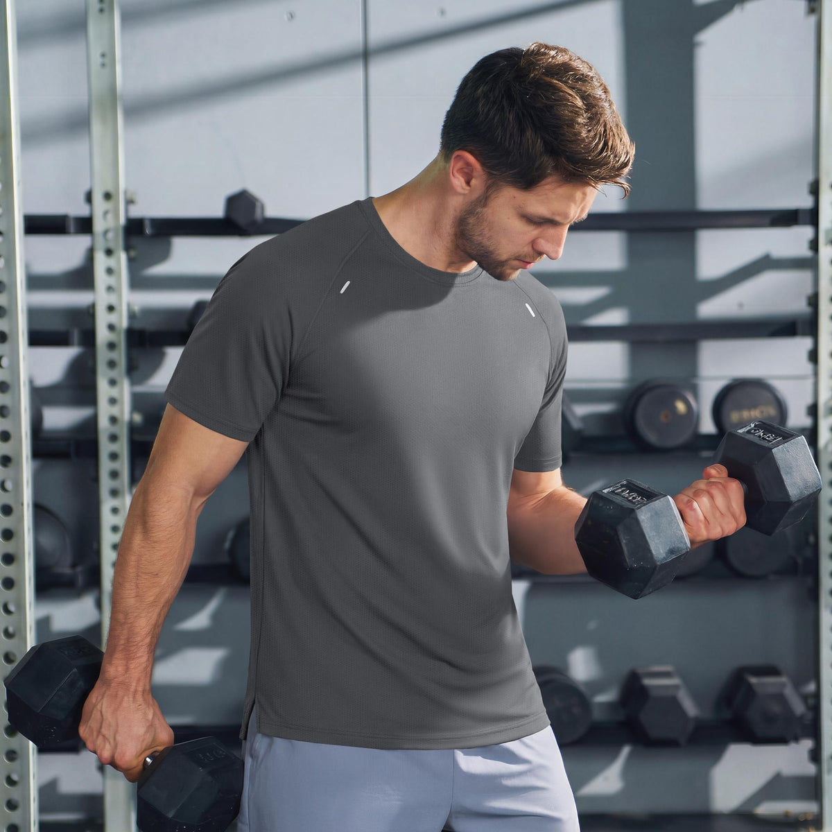 Men's Quick Dry Short Sleeve Athletic Shirt Breathable Mesh Workout Top