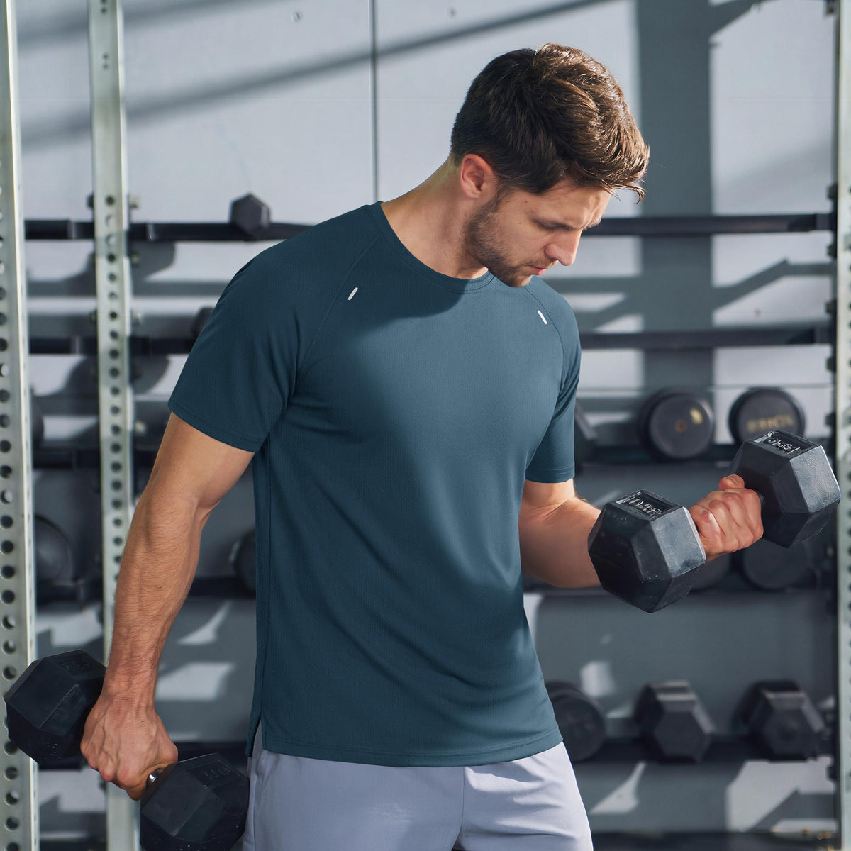 Men's Quick Dry Short Sleeve Athletic Shirt Breathable Mesh Workout Top