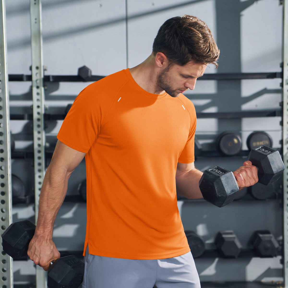 Men's Quick Dry Short Sleeve Athletic Shirt Breathable Mesh Workout Top
