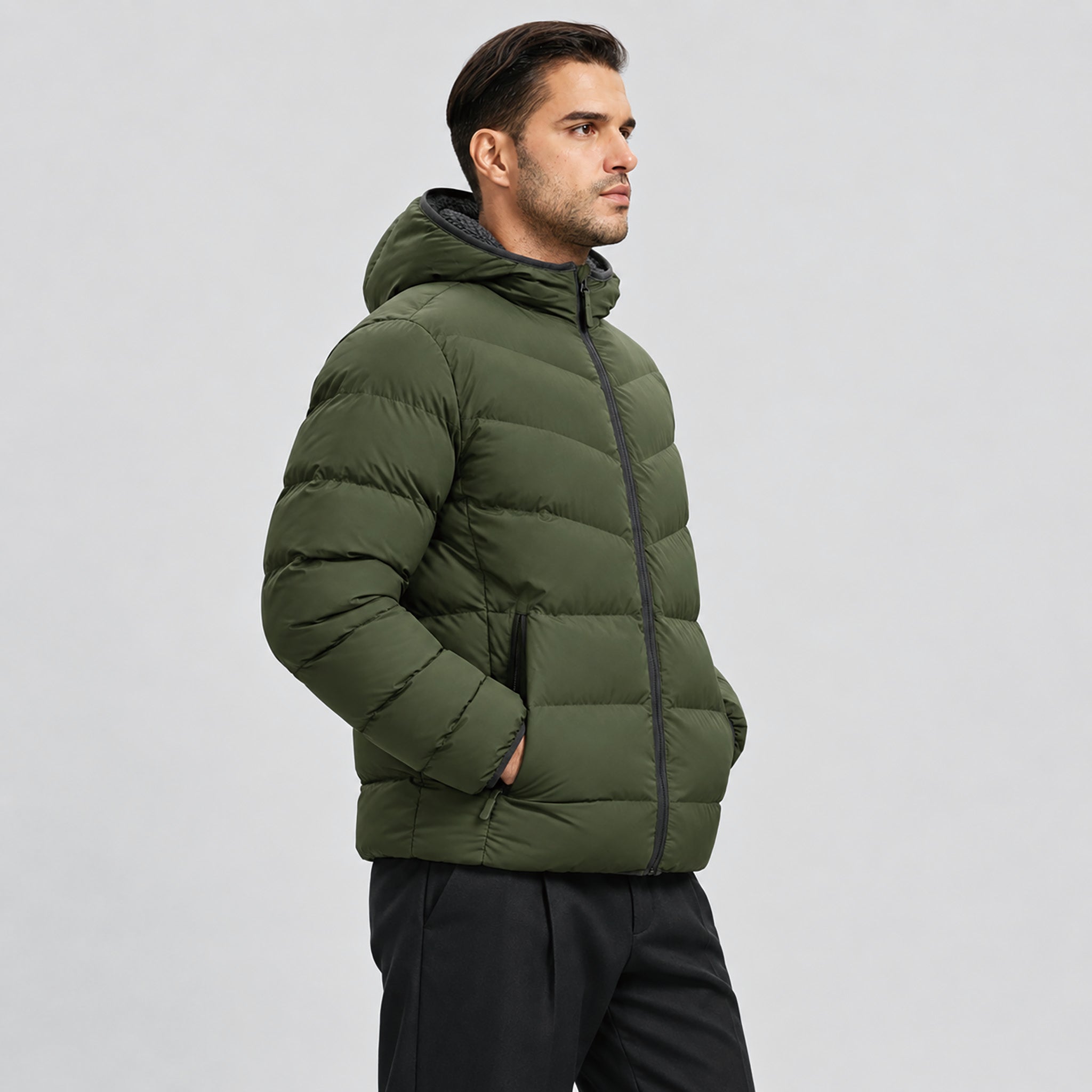 Men's Lightweight Quilted Puffer Jacket with Hood