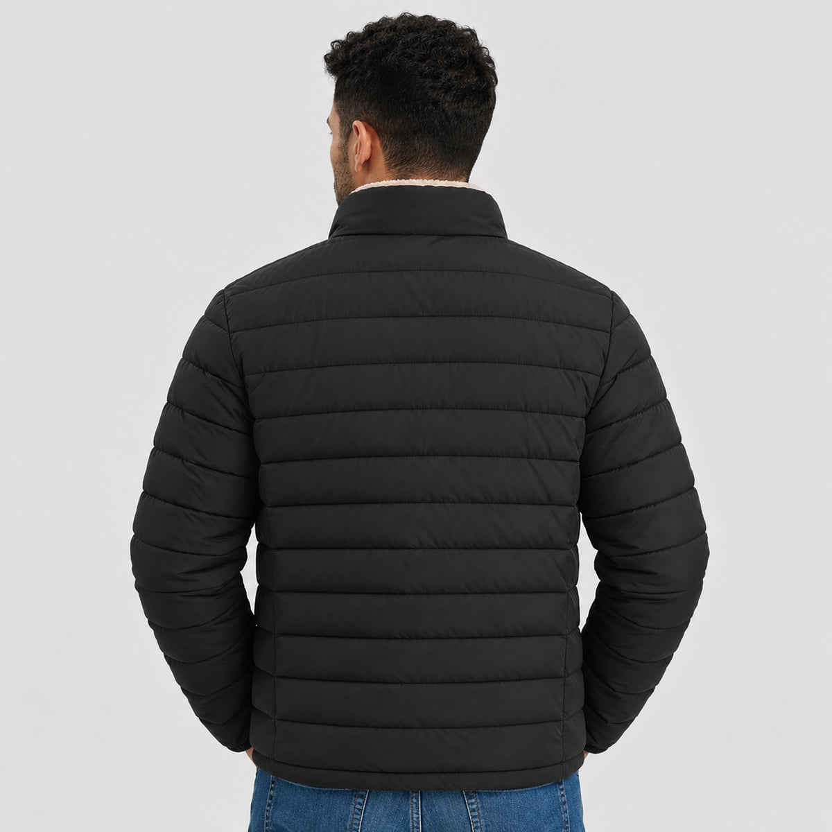 Men's Lightweight Puffer Jacket Sherpa Lined Warm Winter Coat