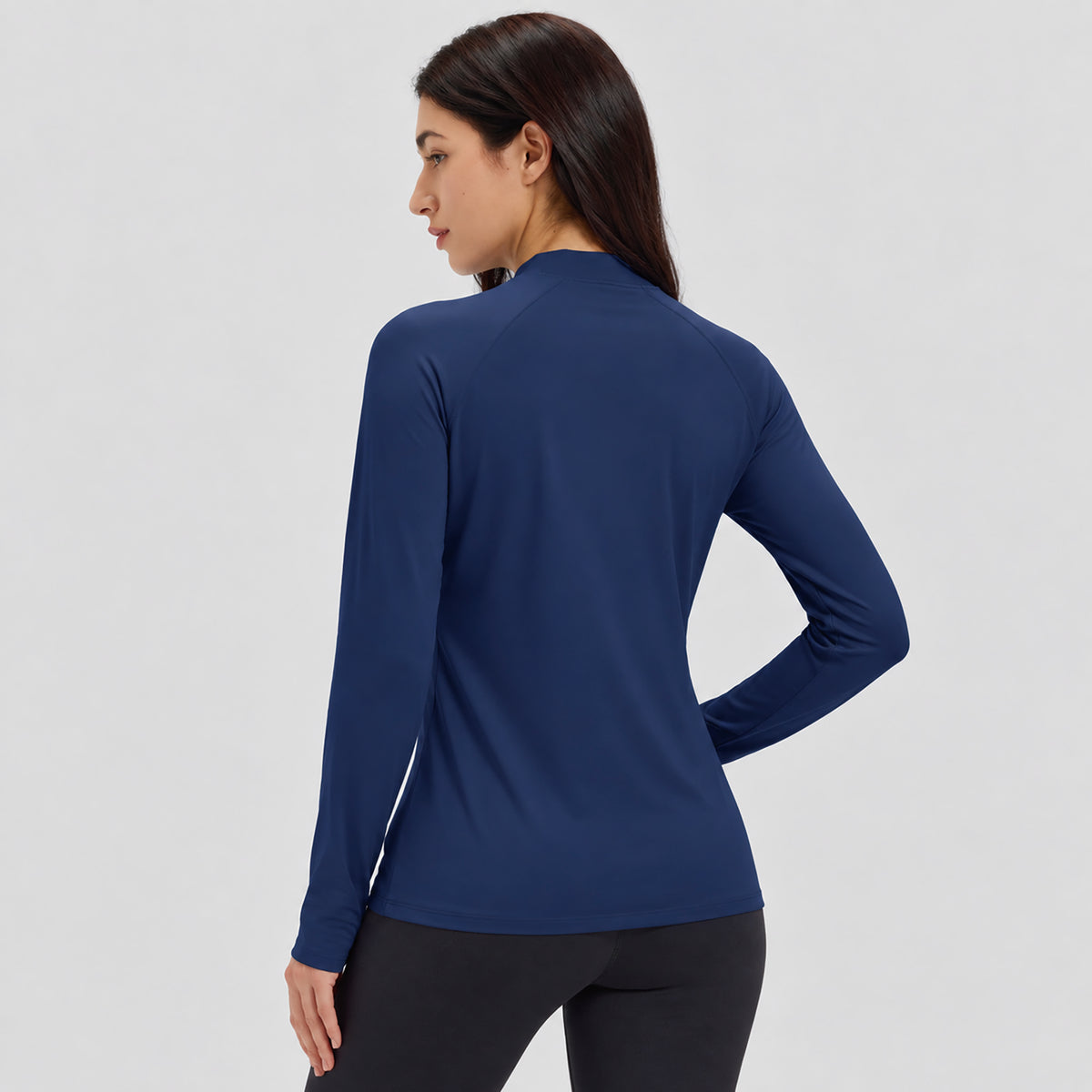 Women's Fleece Lined Thermal Shirt Mock Neck Long Sleeve Base Layer