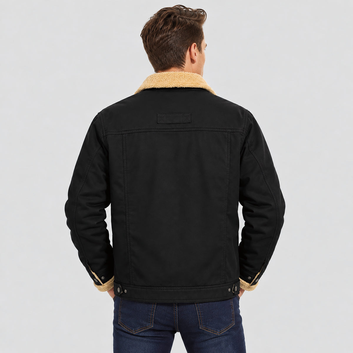 Men's Sherpa Lined Trucker Jacket | Casual Denim Canvas Coat