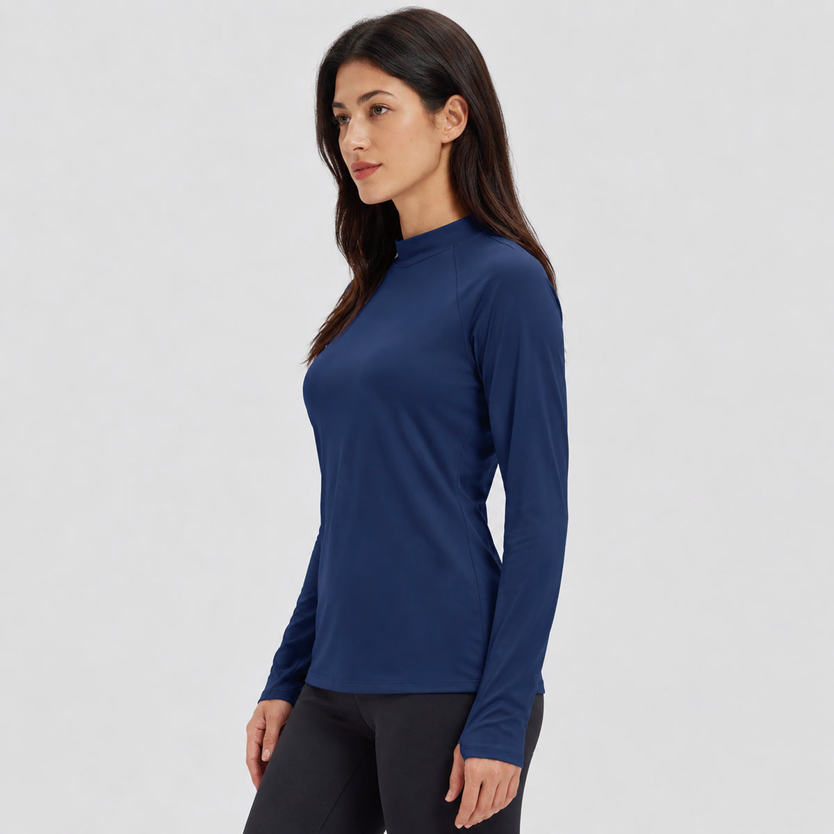 Women's Fleece Lined Thermal Shirt Mock Neck Long Sleeve Base Layer