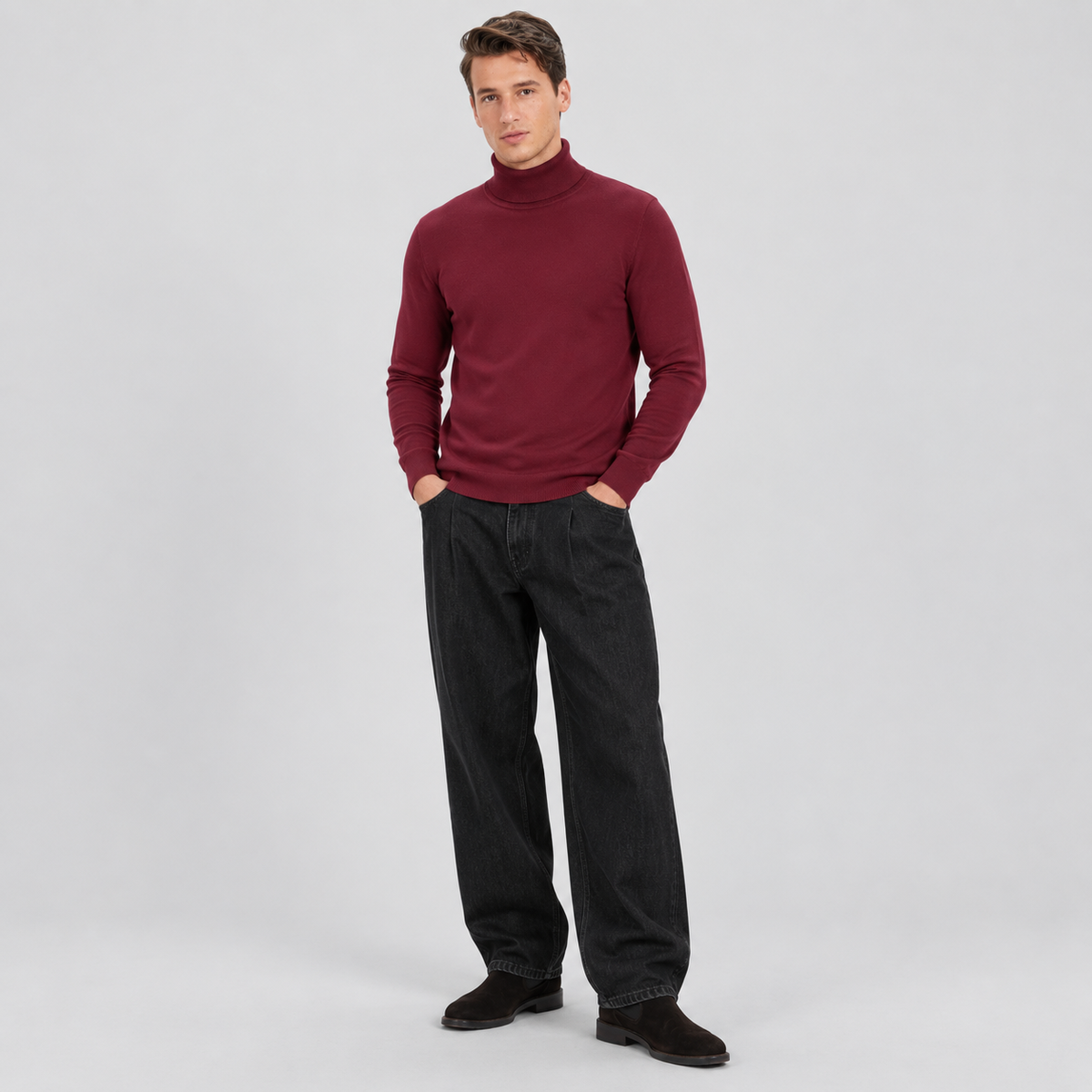 Men's Lightweight Knit Turtleneck Sweater