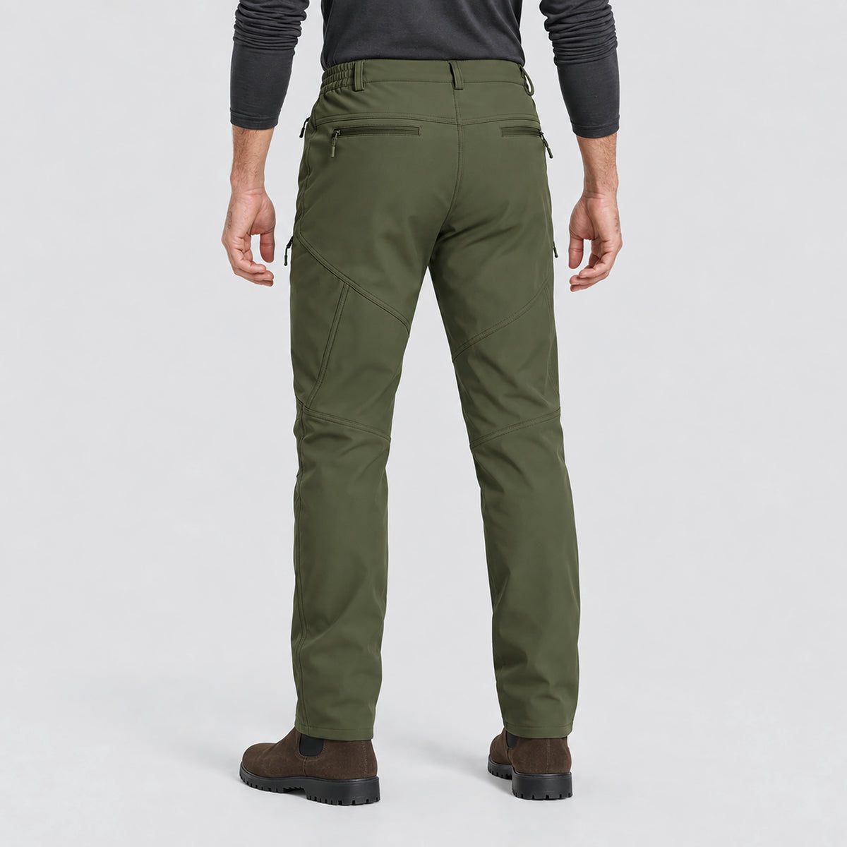 Men's Fleece Lined Softshell Pants Waterproof Hiking Pants with Pockets