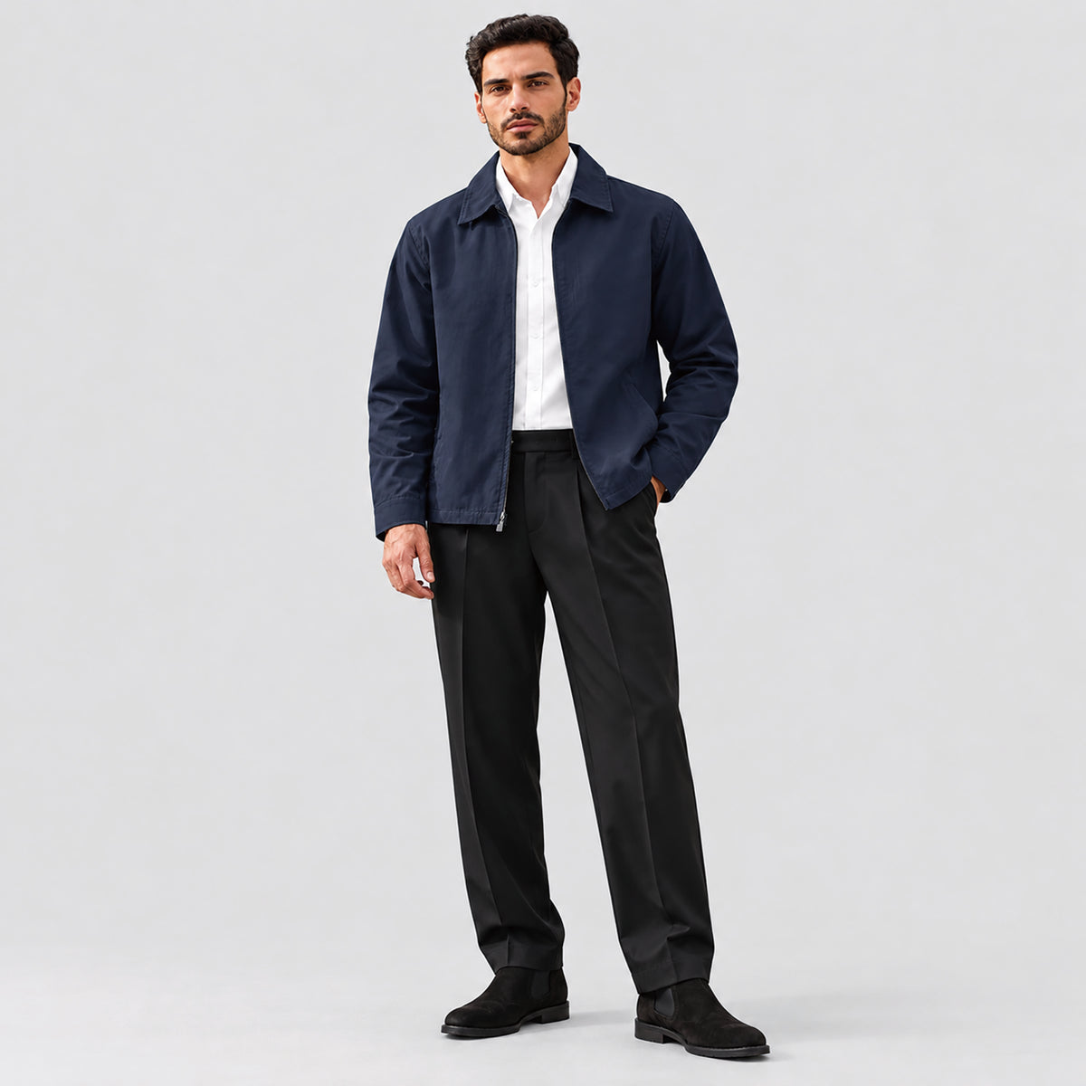 Men's Lightweight Cotton Jacket Full Zip with 3 Pockets