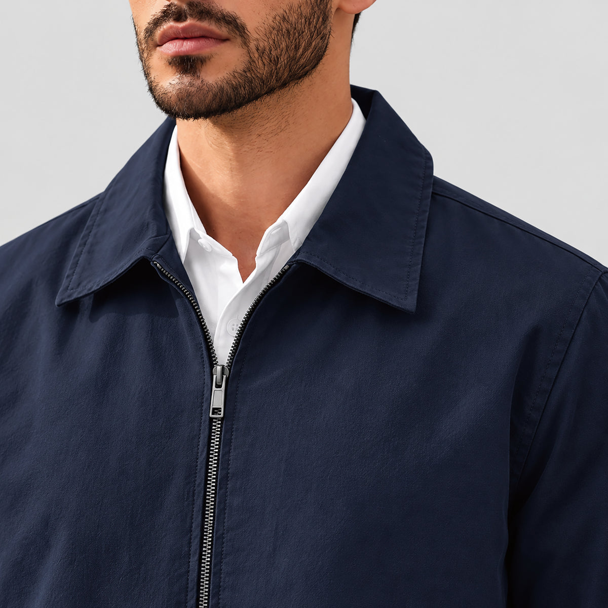 Men's Lightweight Cotton Jacket Full Zip with 3 Pockets
