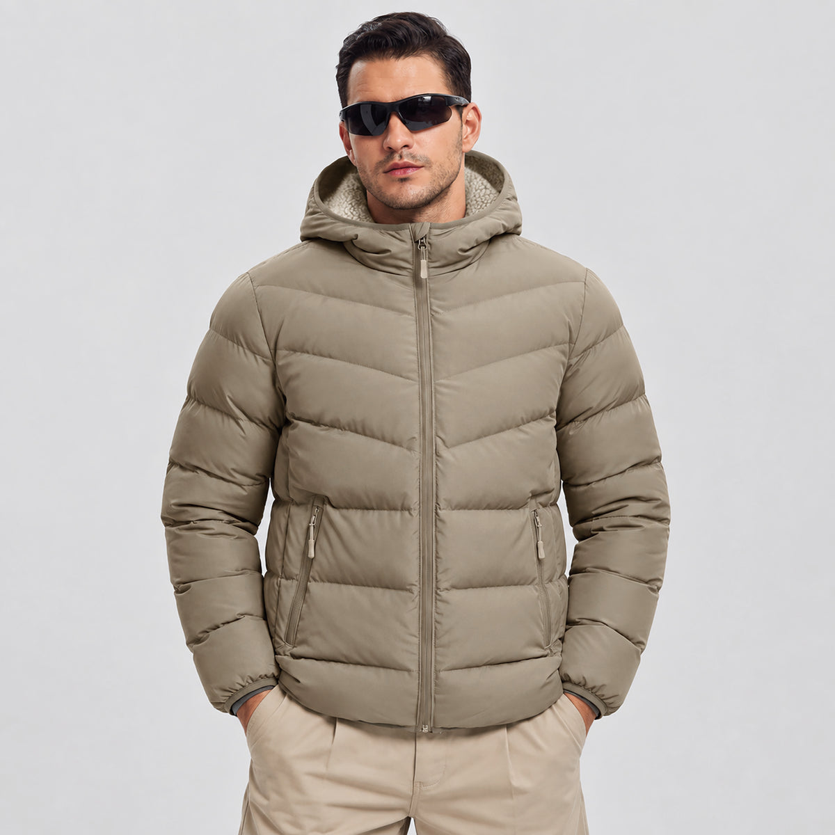 Men's Lightweight Quilted Puffer Jacket with Hood