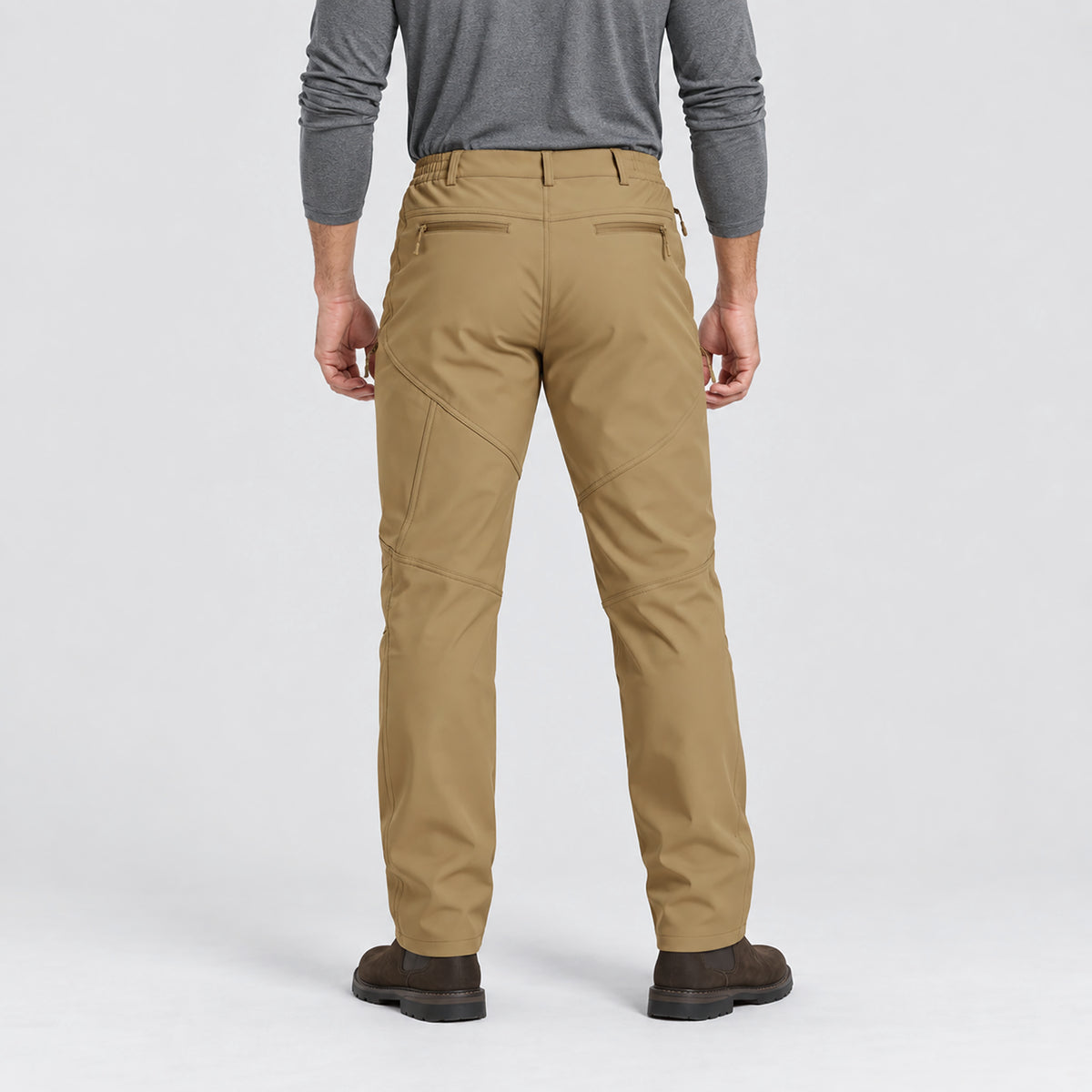 Men's Fleece Lined Softshell Pants Waterproof Hiking Pants with Pockets