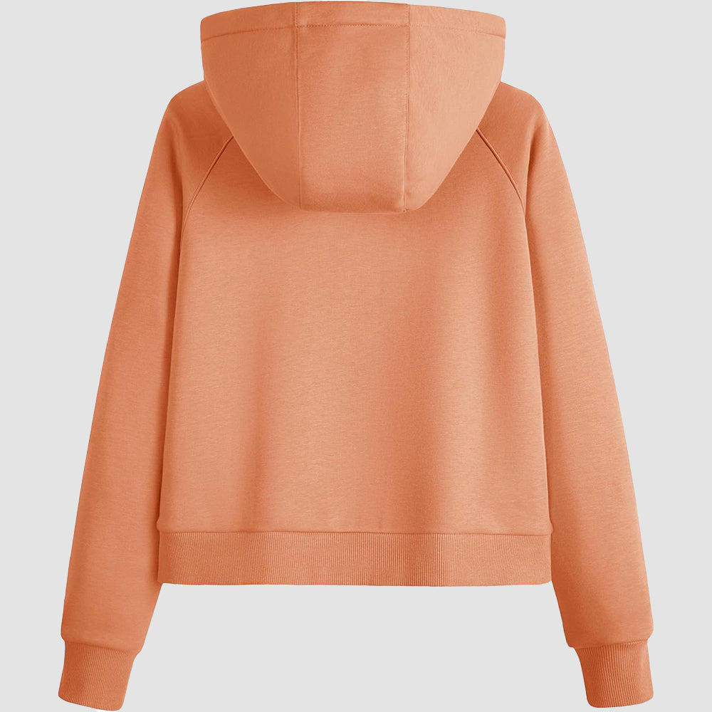 Women's Fleece Hoodie - Half Zip & Kangaroo Pocket
