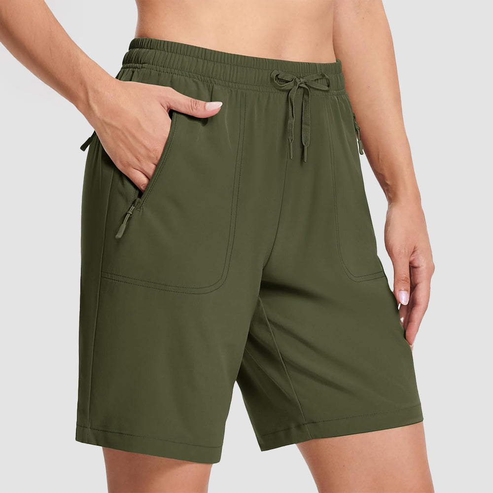 【New In】 Women’s 8 Inch Water‑Resistant Hiking Golf Shorts 3 Zipper Pockets