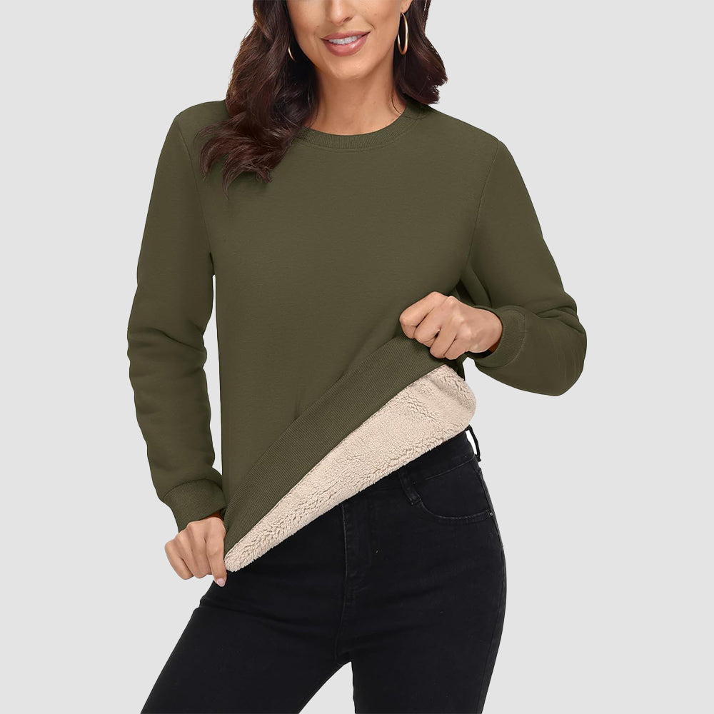 Women's Fleece Sweatshirt - Crewneck, Winter Warm & Cozy