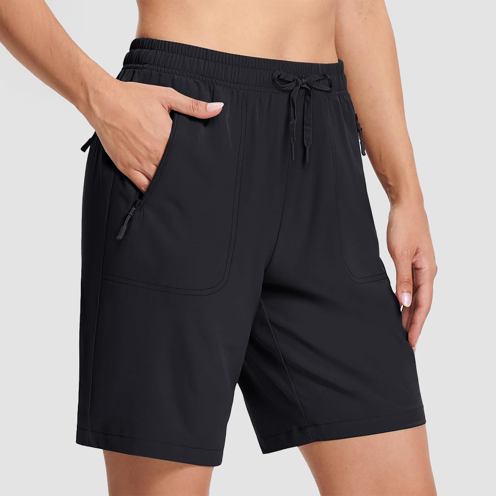 【New In】 Women’s 8 Inch Water‑Resistant Hiking Golf Shorts 3 Zipper Pockets
