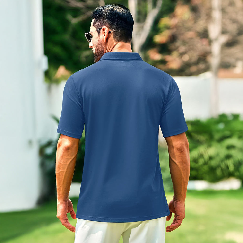 Men's Cotton Polo Shirts - Breathable Short Sleeve Golf Tee