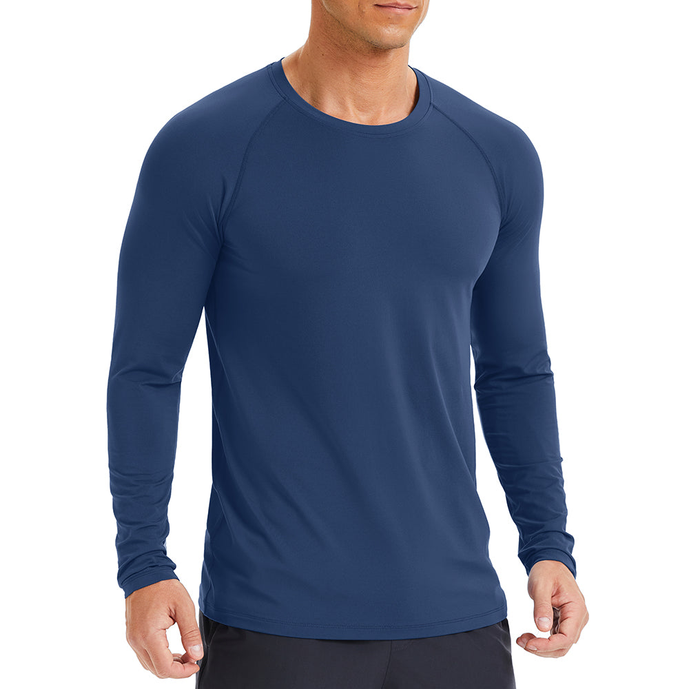 Men's Long Sleeve Rash Guard UPF 50+ Athletic Swim Shirt