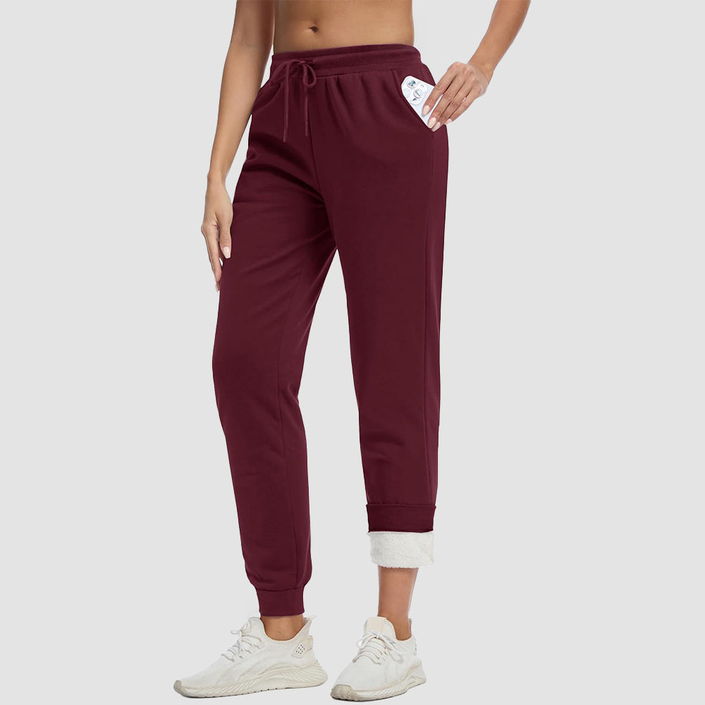 Women's Sherpa Lined Sweatpants Warm Fleece Winter Joggers