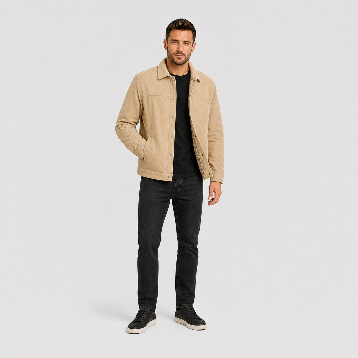 Men's Sherpa-Lined Corduroy Winter Jacket