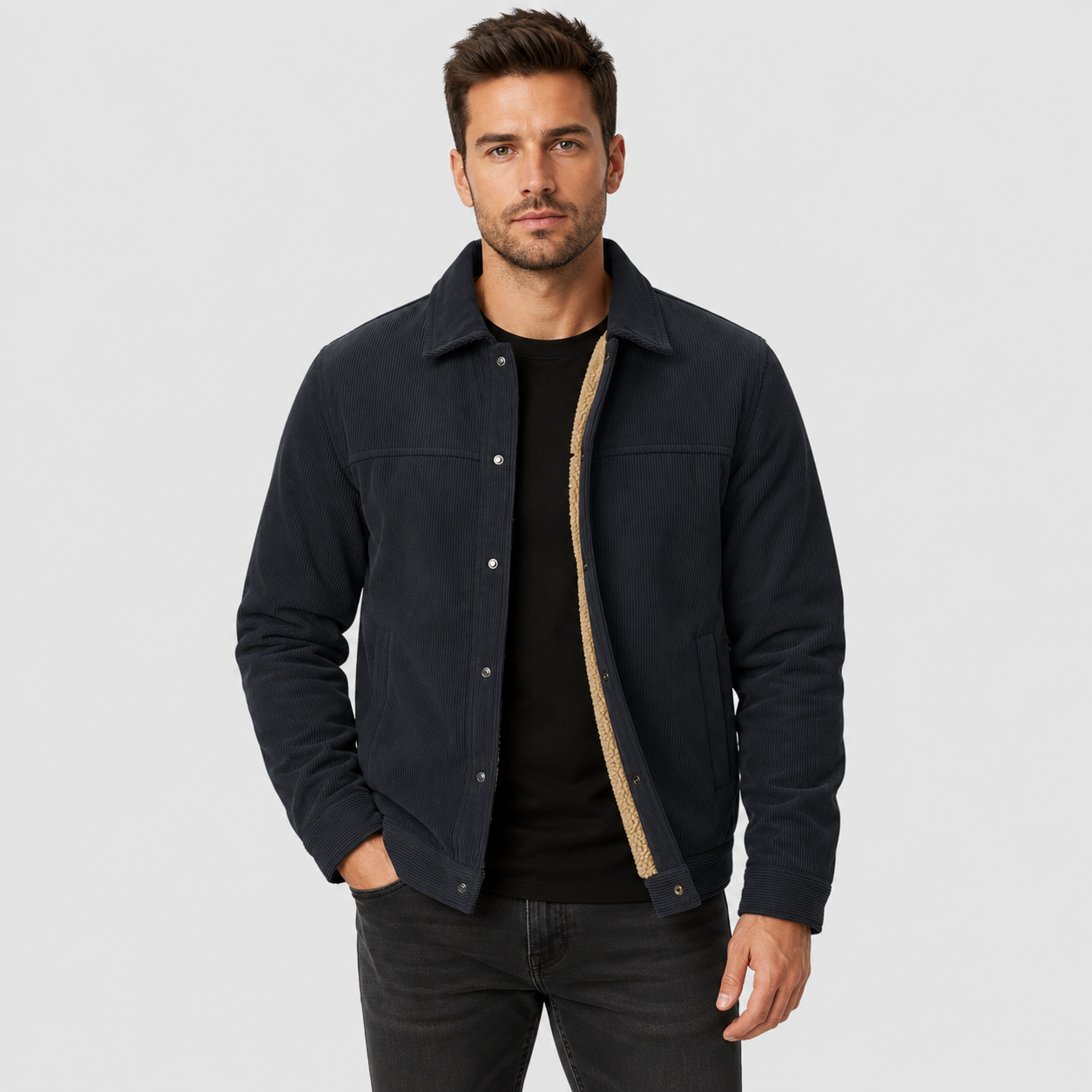 Men's Sherpa-Lined Corduroy Winter Jacket