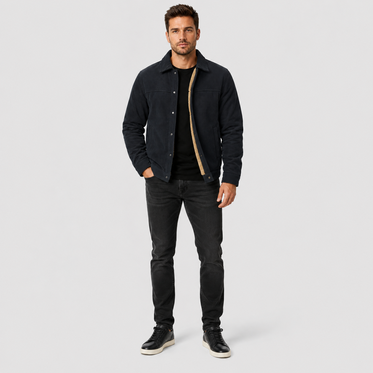 Men's Sherpa-Lined Corduroy Winter Jacket