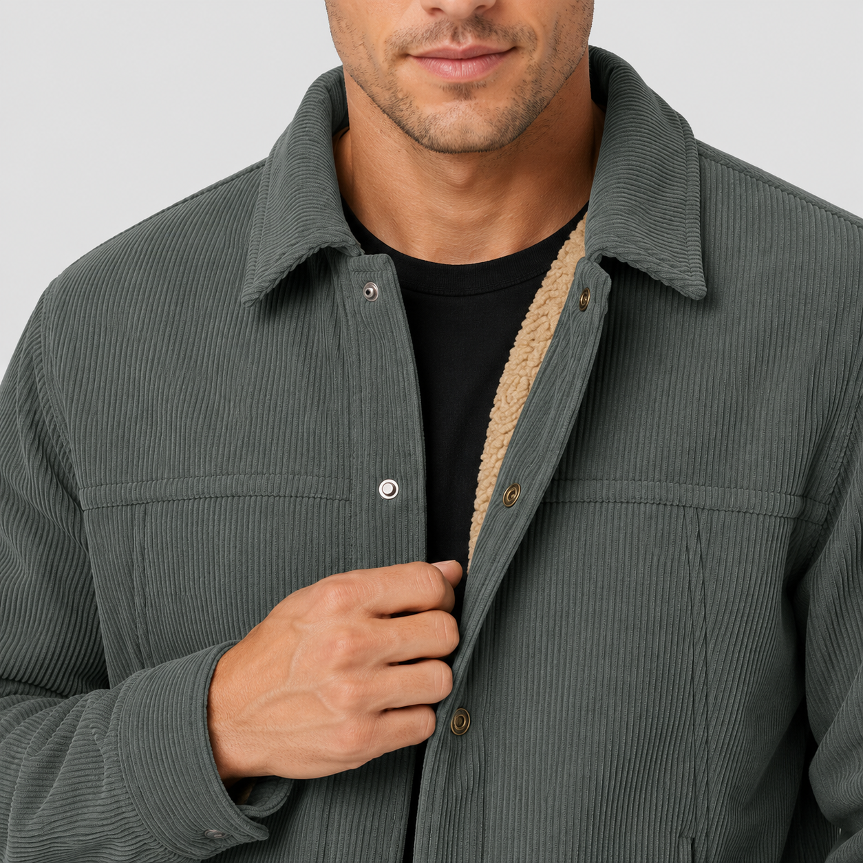 Men's Sherpa-Lined Corduroy Winter Jacket