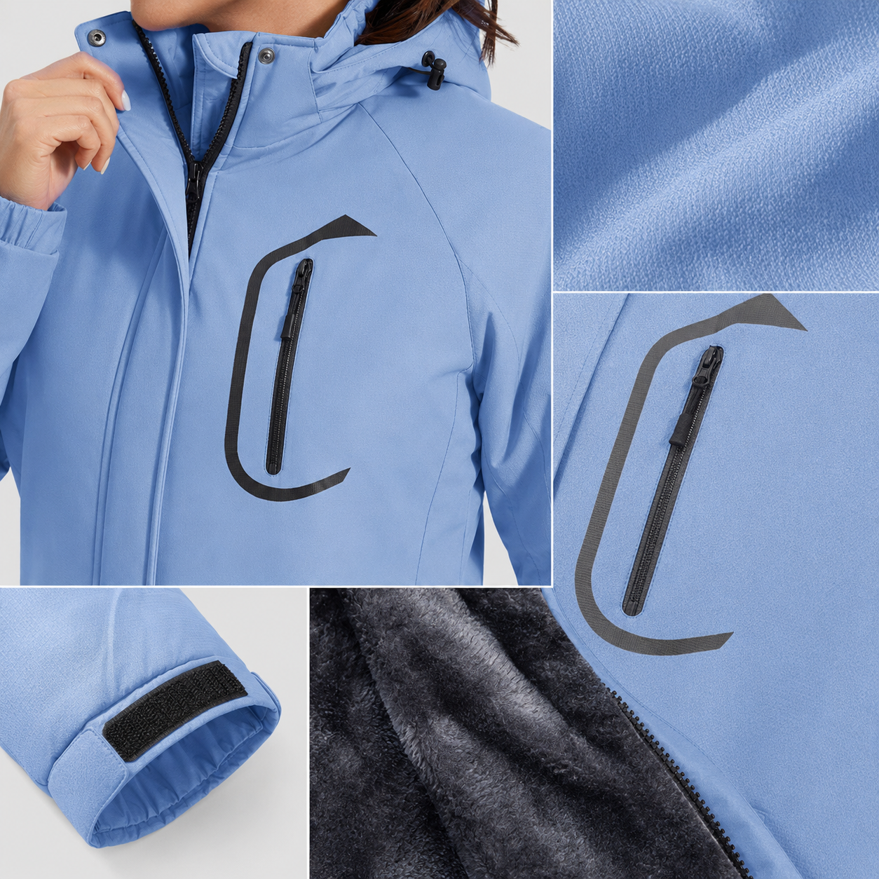 Women's Waterproof Ski Jacket - Insulated Winter Snow Coat with Hood