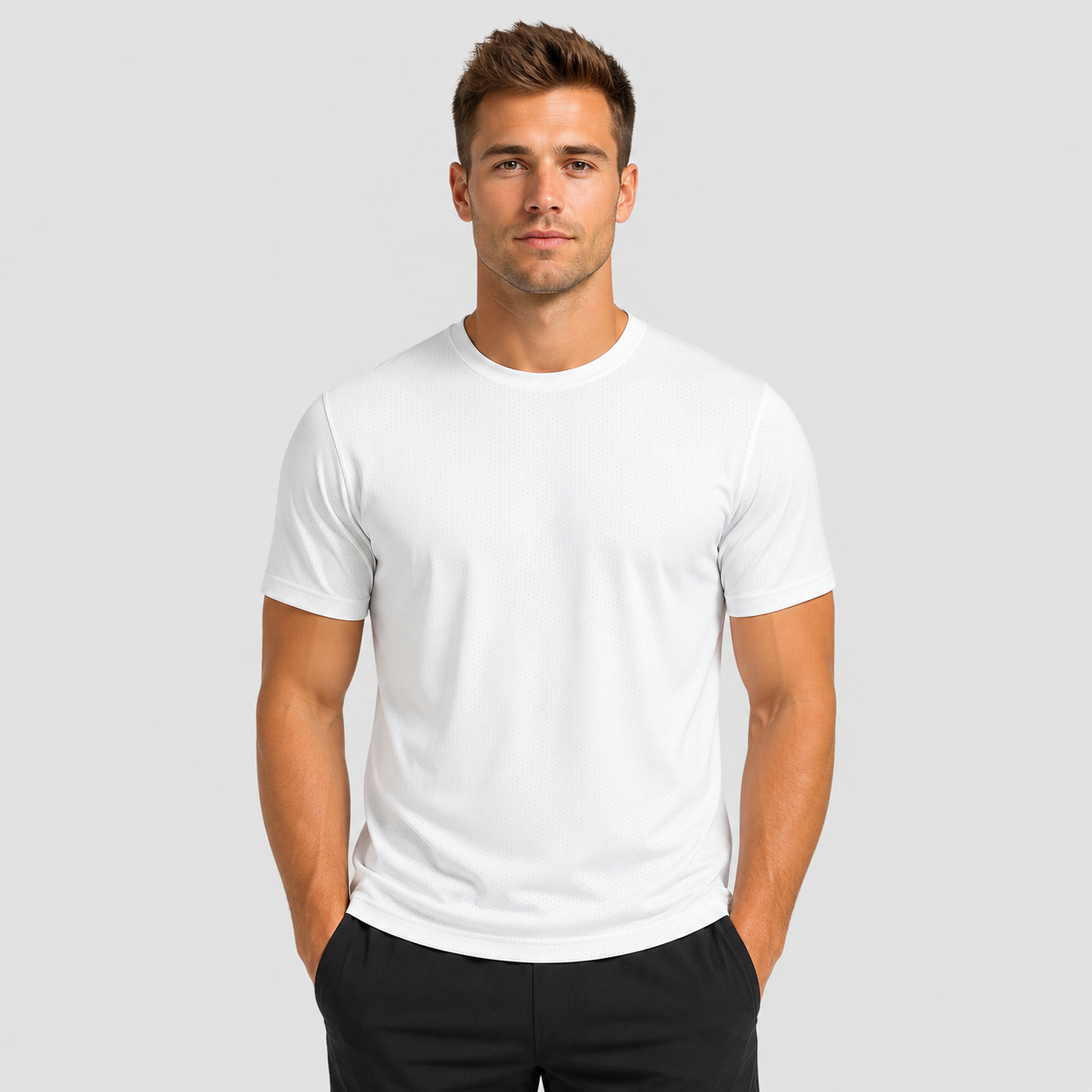 Men's Breathable Mesh Workout T-Shirt – Quick Dry 4-Way Stretch