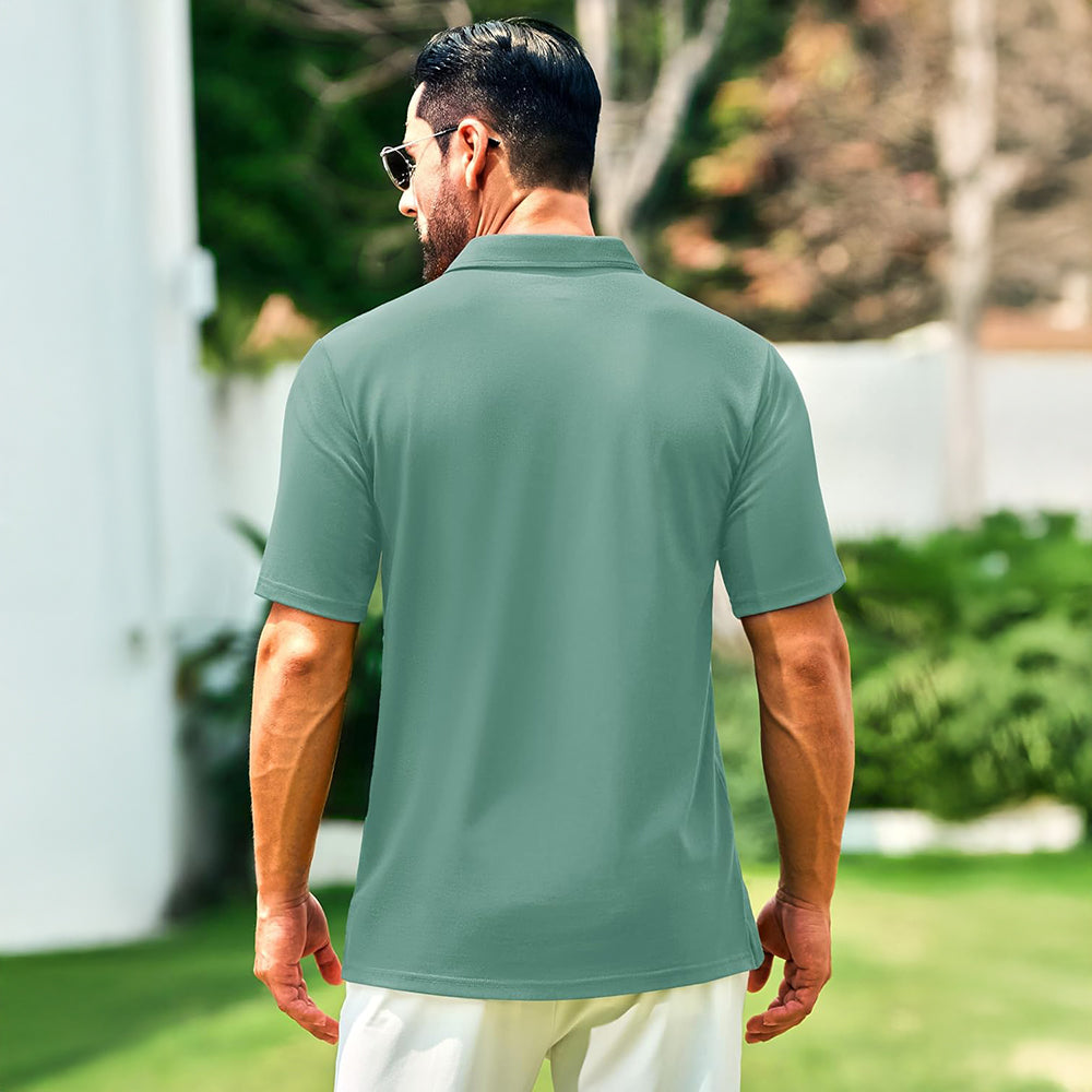 Men's Cotton Polo Shirts - Breathable Short Sleeve Golf Tee