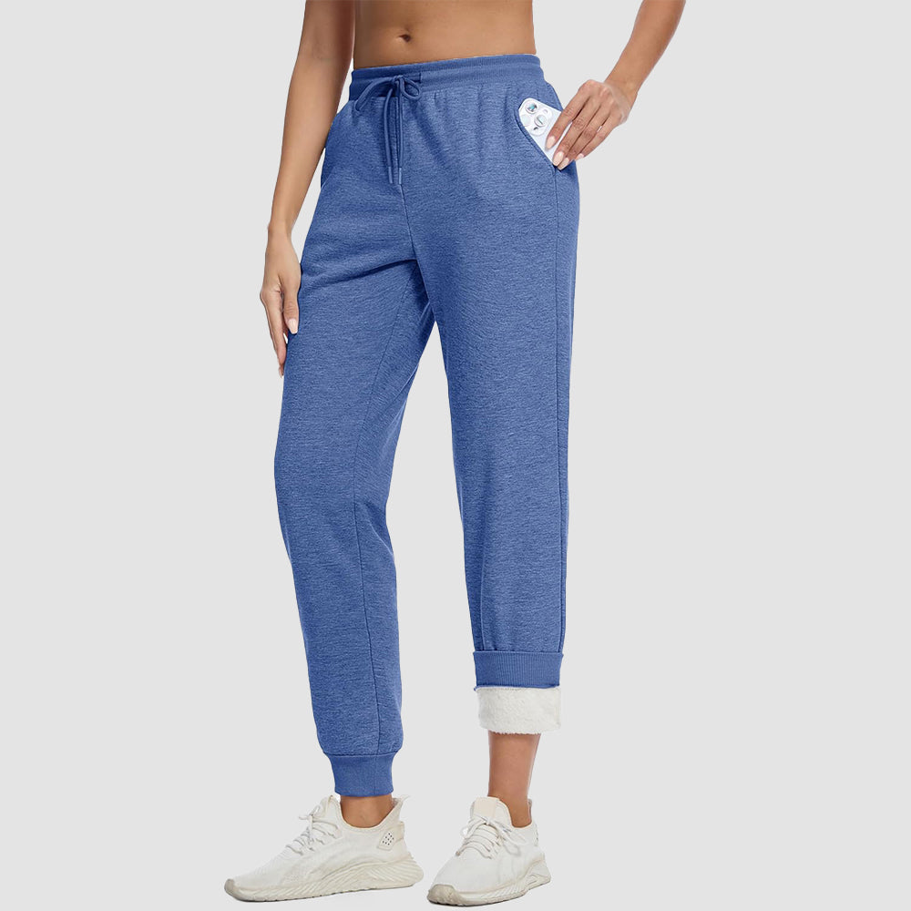 Women's Sherpa Lined Sweatpants Warm Fleece Winter Joggers