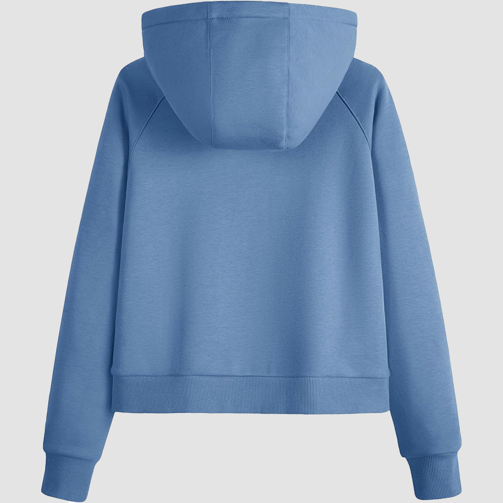 Women's Fleece Hoodie - Half Zip & Kangaroo Pocket