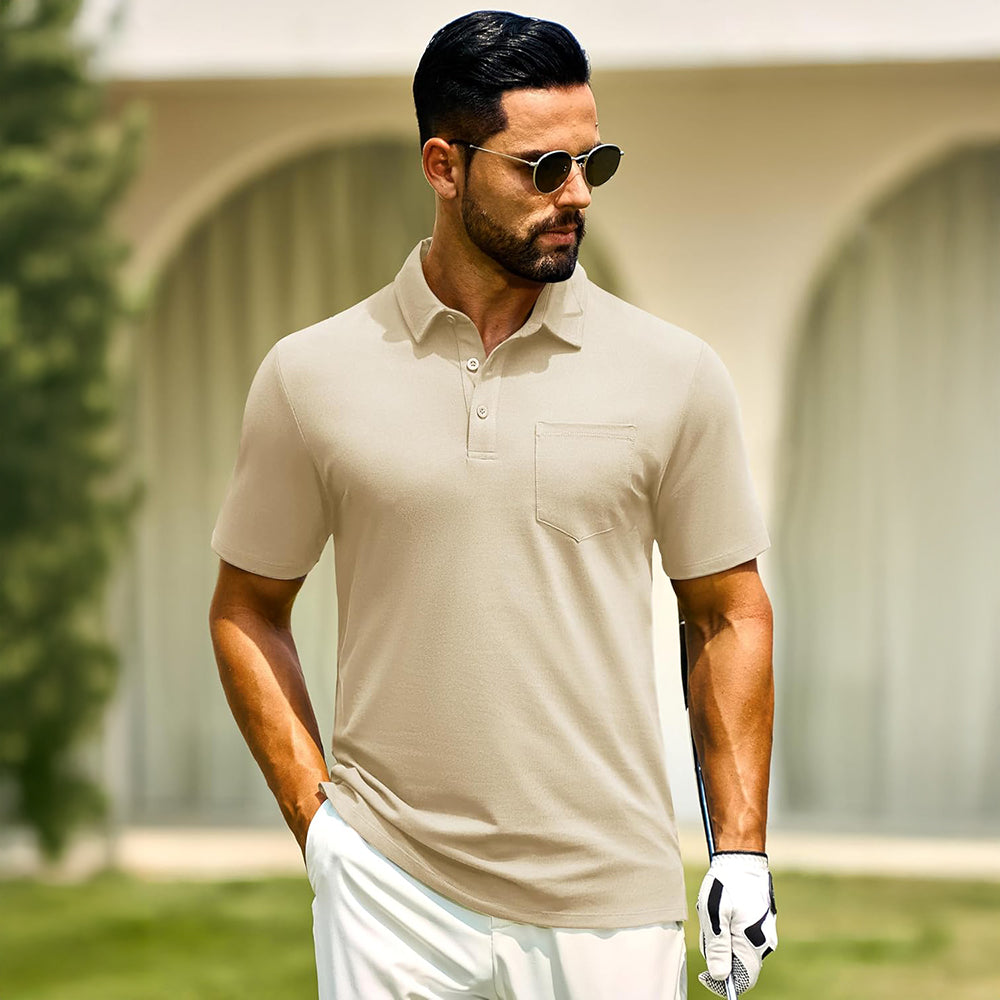 Men's Cotton Polo Shirts - Breathable Short Sleeve Golf Tee