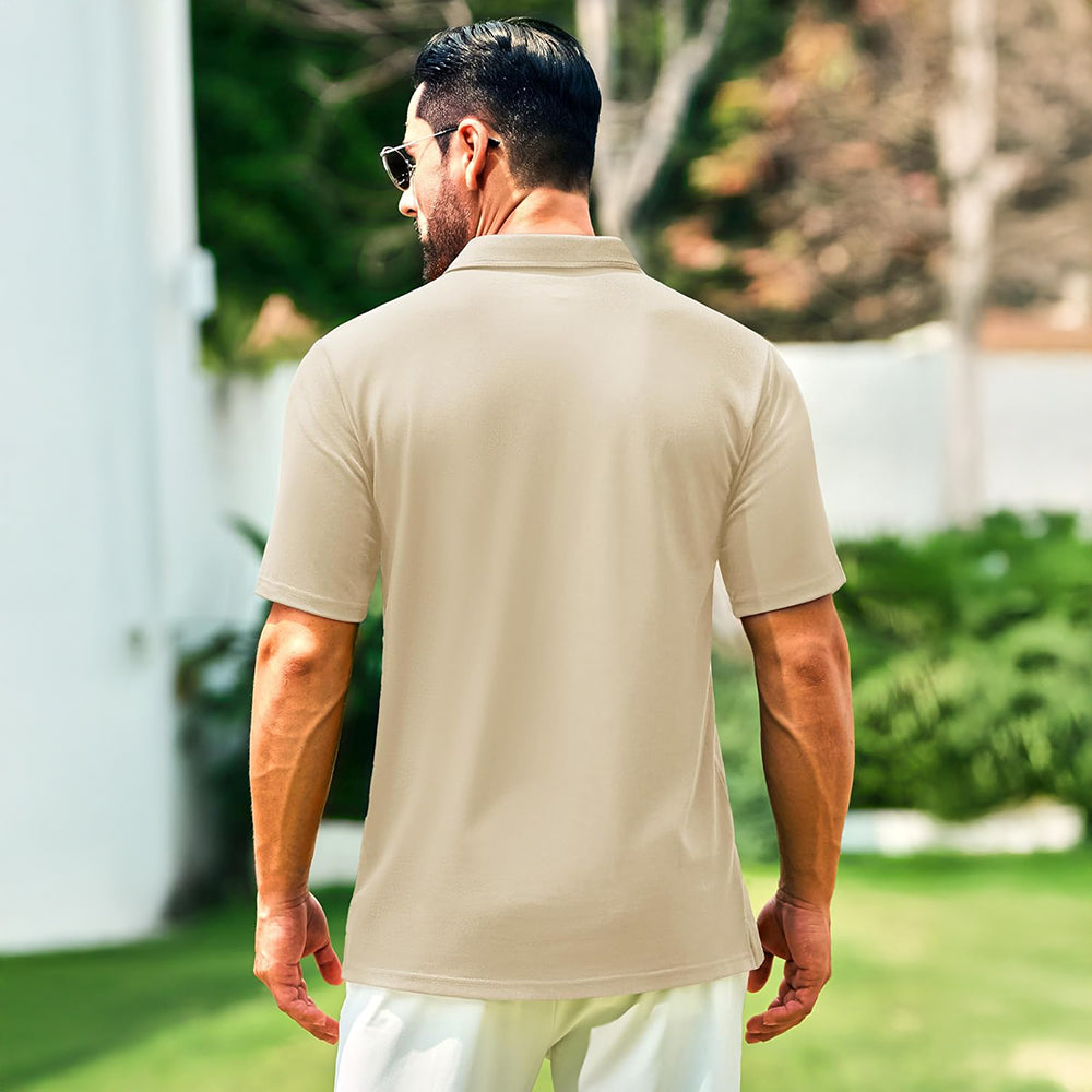 Men's Cotton Polo Shirts - Breathable Short Sleeve Golf Tee