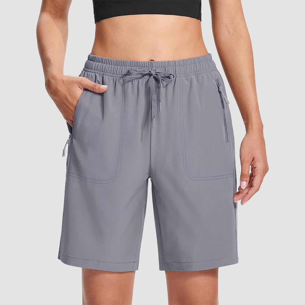 【New In】 Women’s 8 Inch Water‑Resistant Hiking Golf Shorts 3 Zipper Pockets
