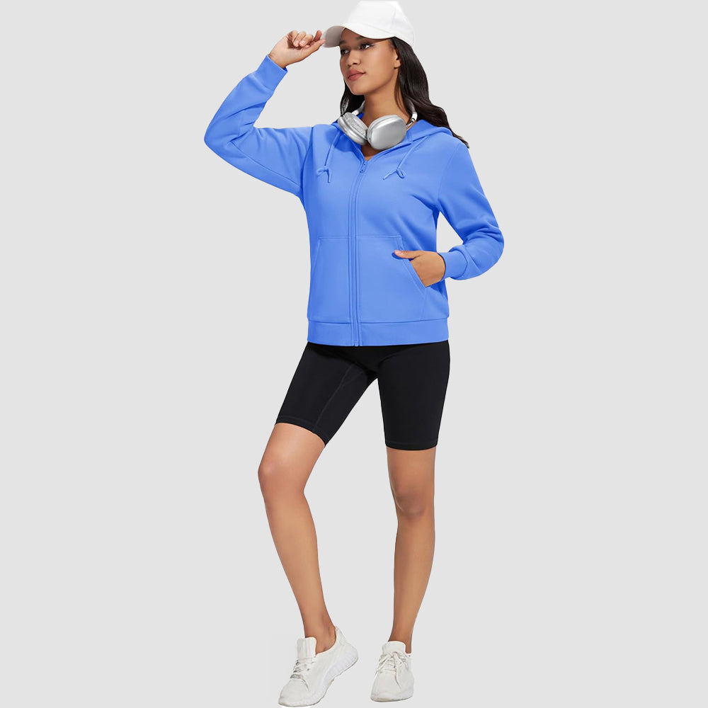 Women's Fleece Jacket - Full Zip, Hood & Pockets