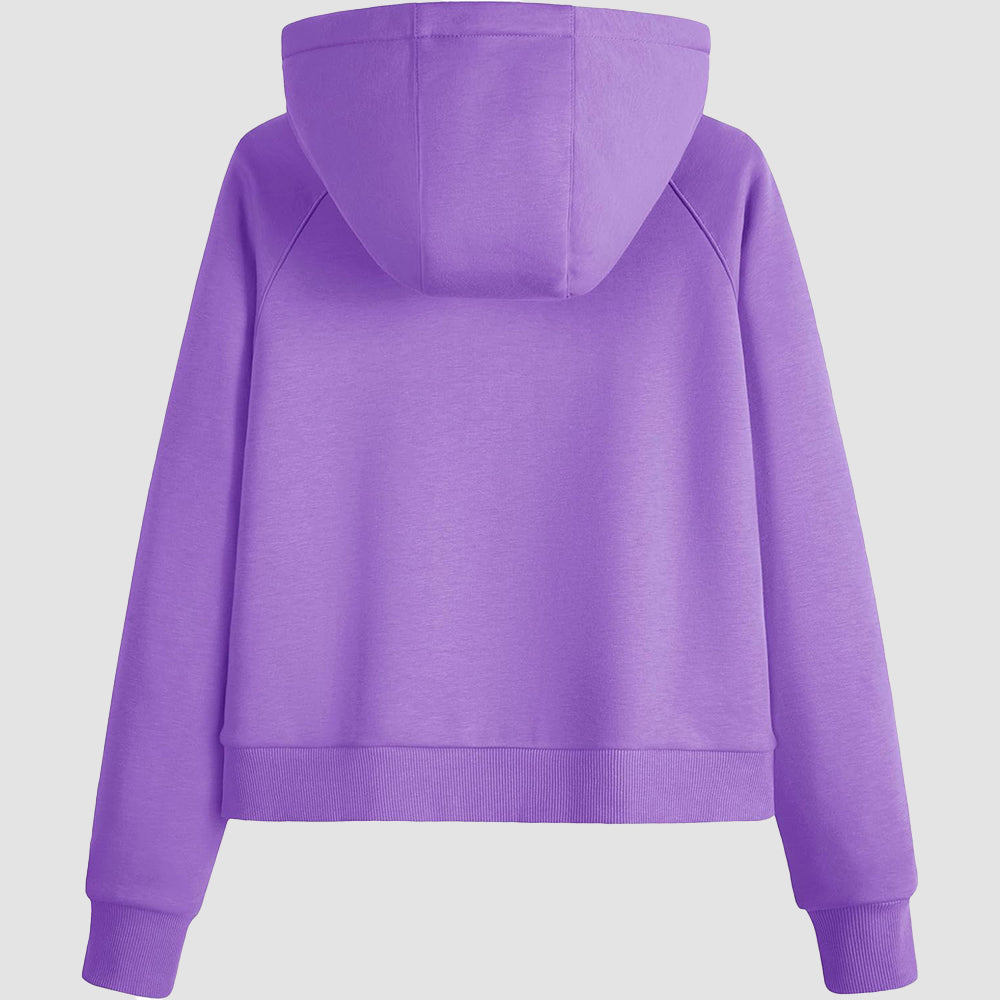 Women's Fleece Hoodie - Half Zip & Kangaroo Pocket