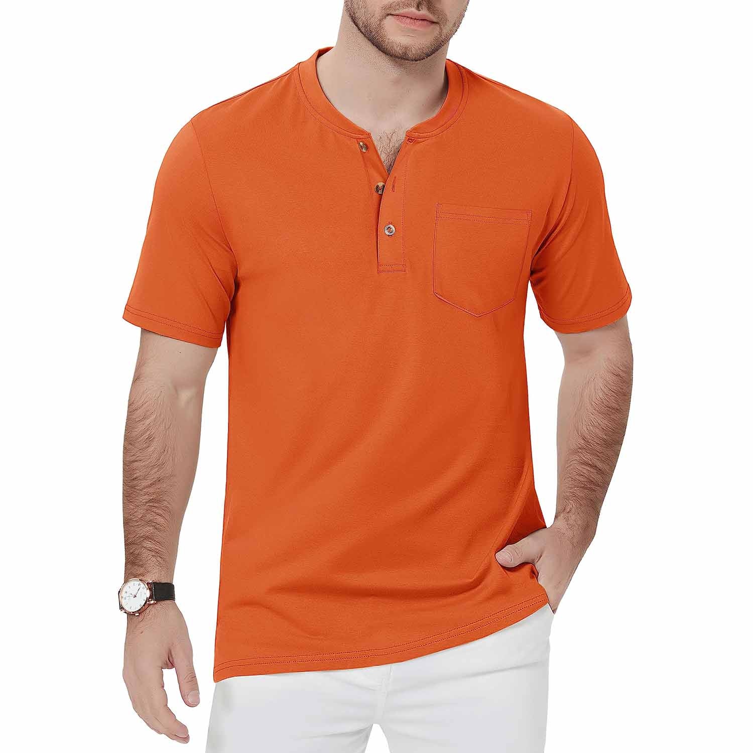 Men's Slim Fit Short Sleeve Sun Protection Henley Shirt - MAGCOMSEN
