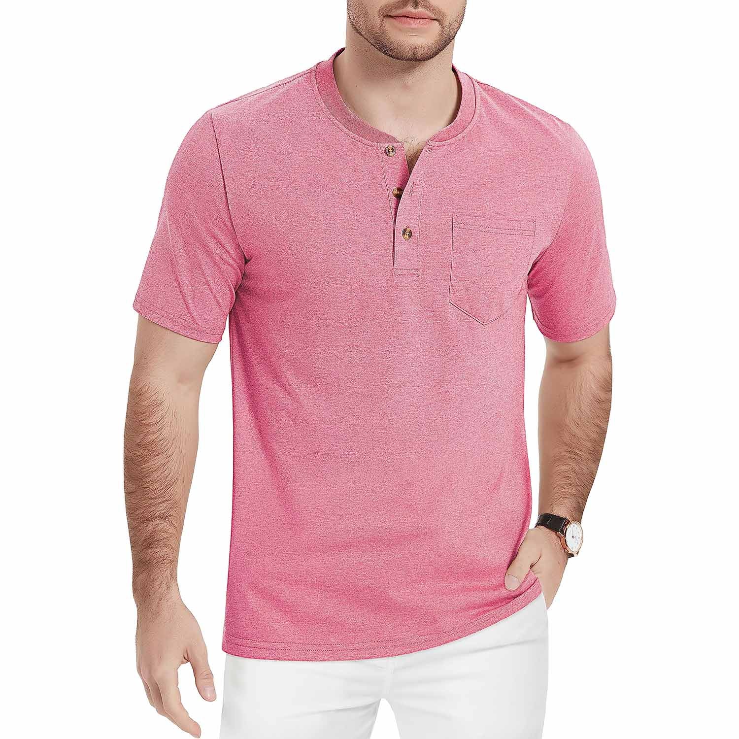 Men's Slim Fit Short Sleeve Sun Protection Henley Shirt - MAGCOMSEN