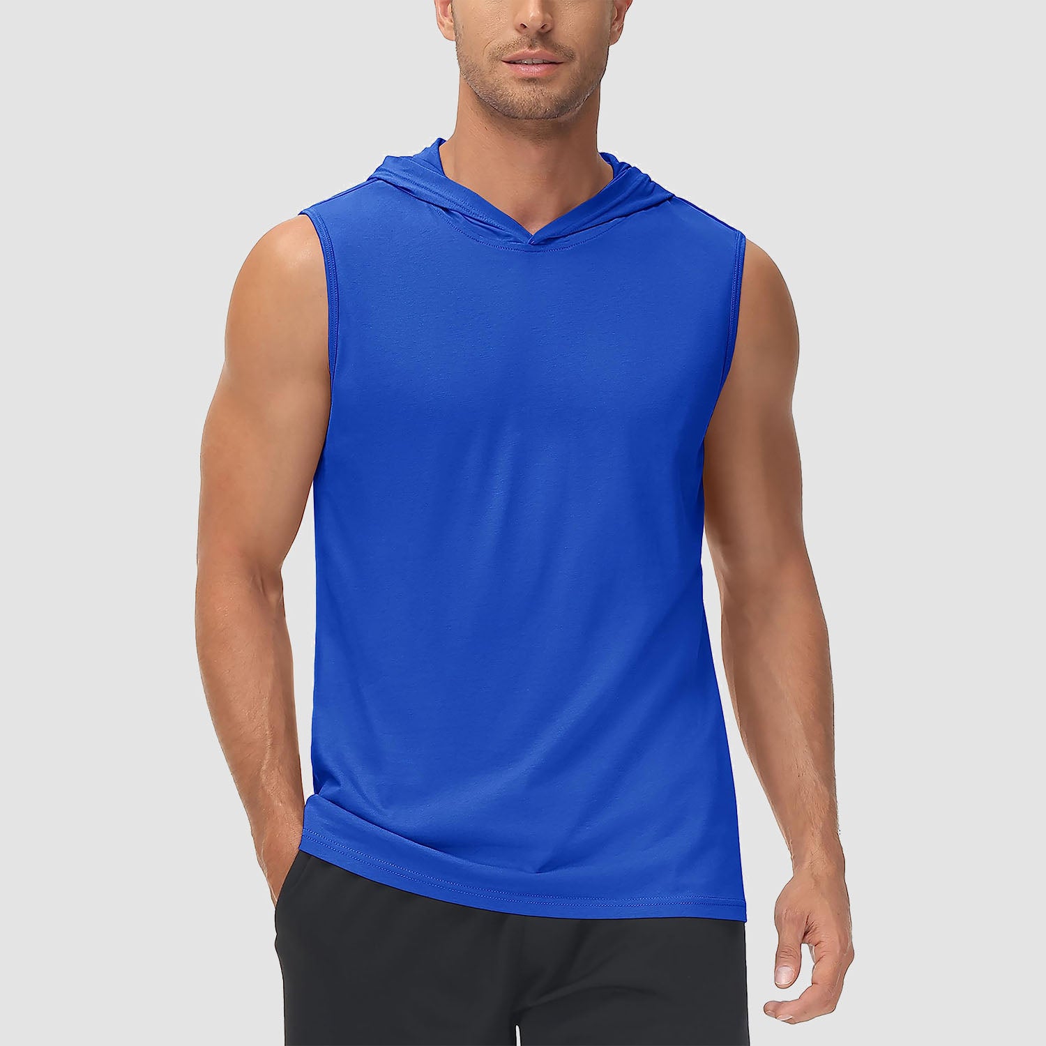 Men's Hooded Tank Sleeveless Sports Dressy Turquoise Tops