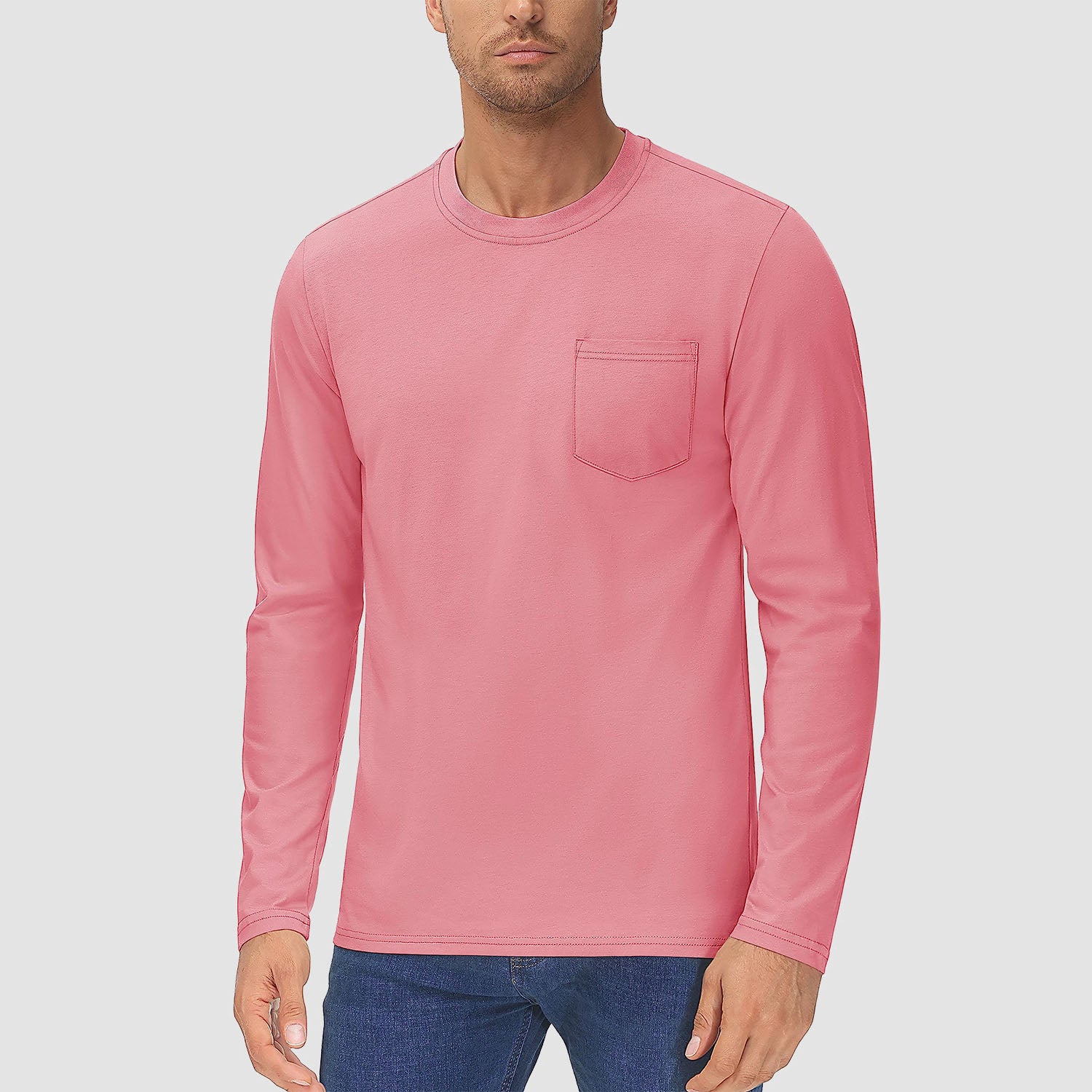 Men's Basic Long Sleeve Shirt Casual Lightweight T-Shirt