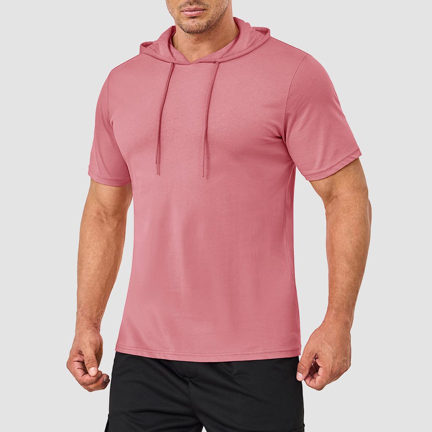 Mens Fashion Athletic Hoodies T-shirt Sport Sweatshirt Solid Color