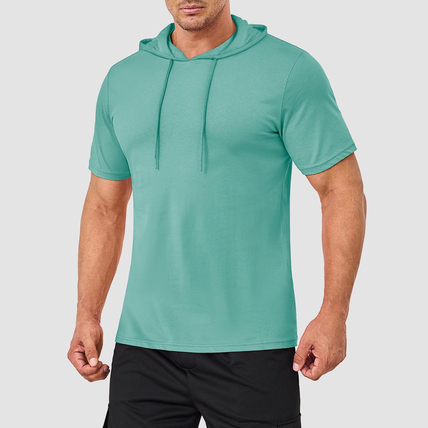 Mens Fashion Athletic Hoodies T-shirt Sport Sweatshirt Solid Color