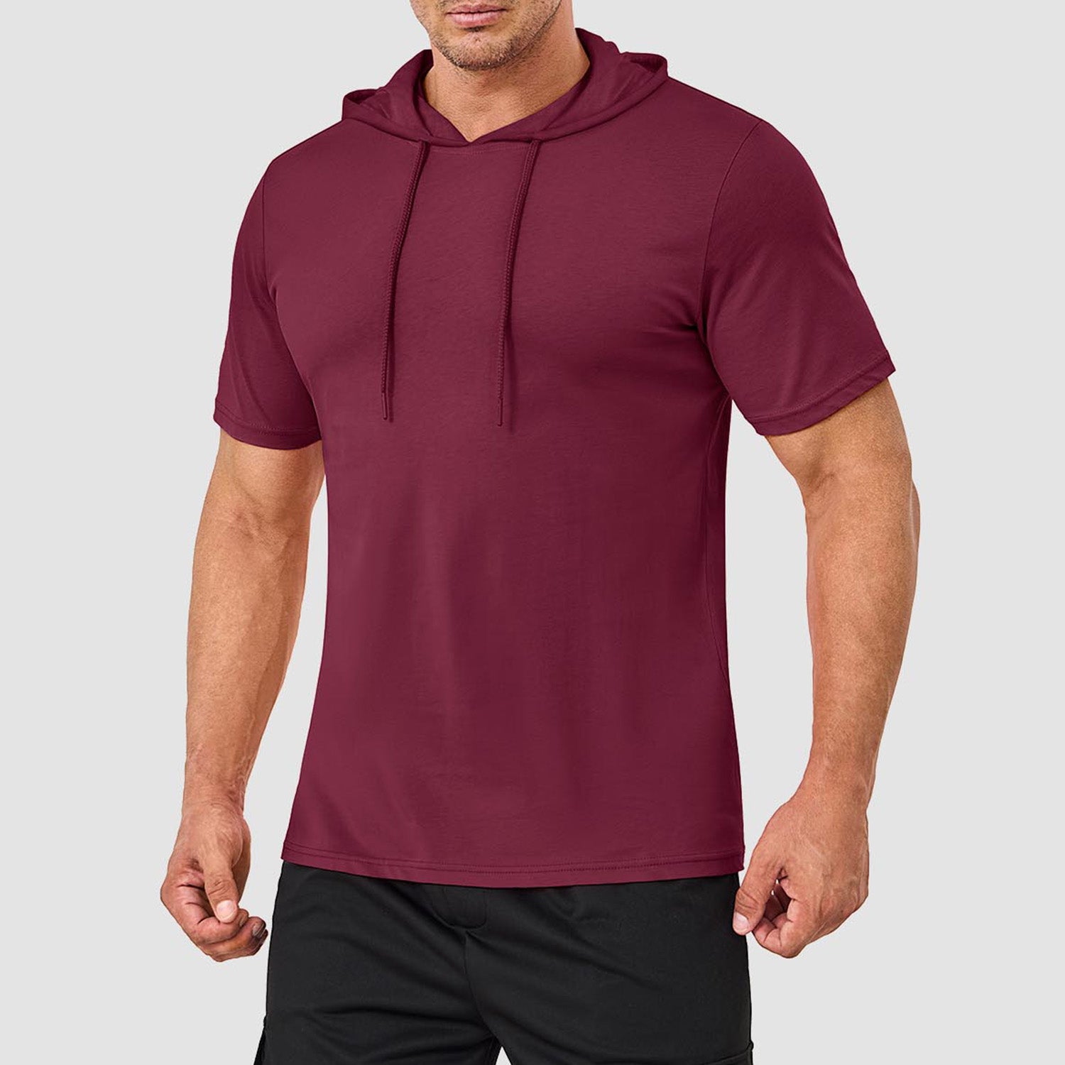 Mens Fashion Athletic Hoodies T-shirt Sport Sweatshirt Solid Color