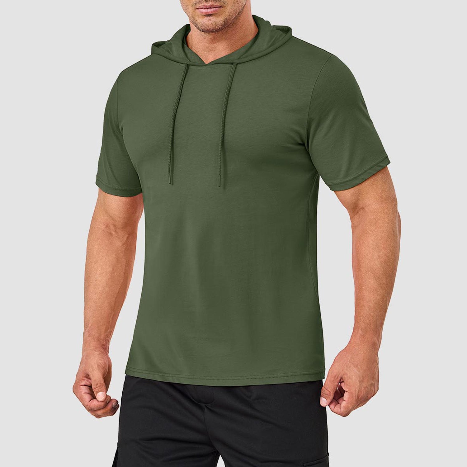 Mens Fashion Athletic Hoodies T-shirt Sport Sweatshirt Solid Color